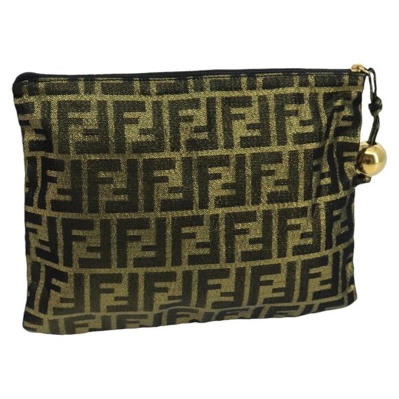 FENDI Zucca Canvas Pouch Gold Auth 102385 - Picture 2 of 15